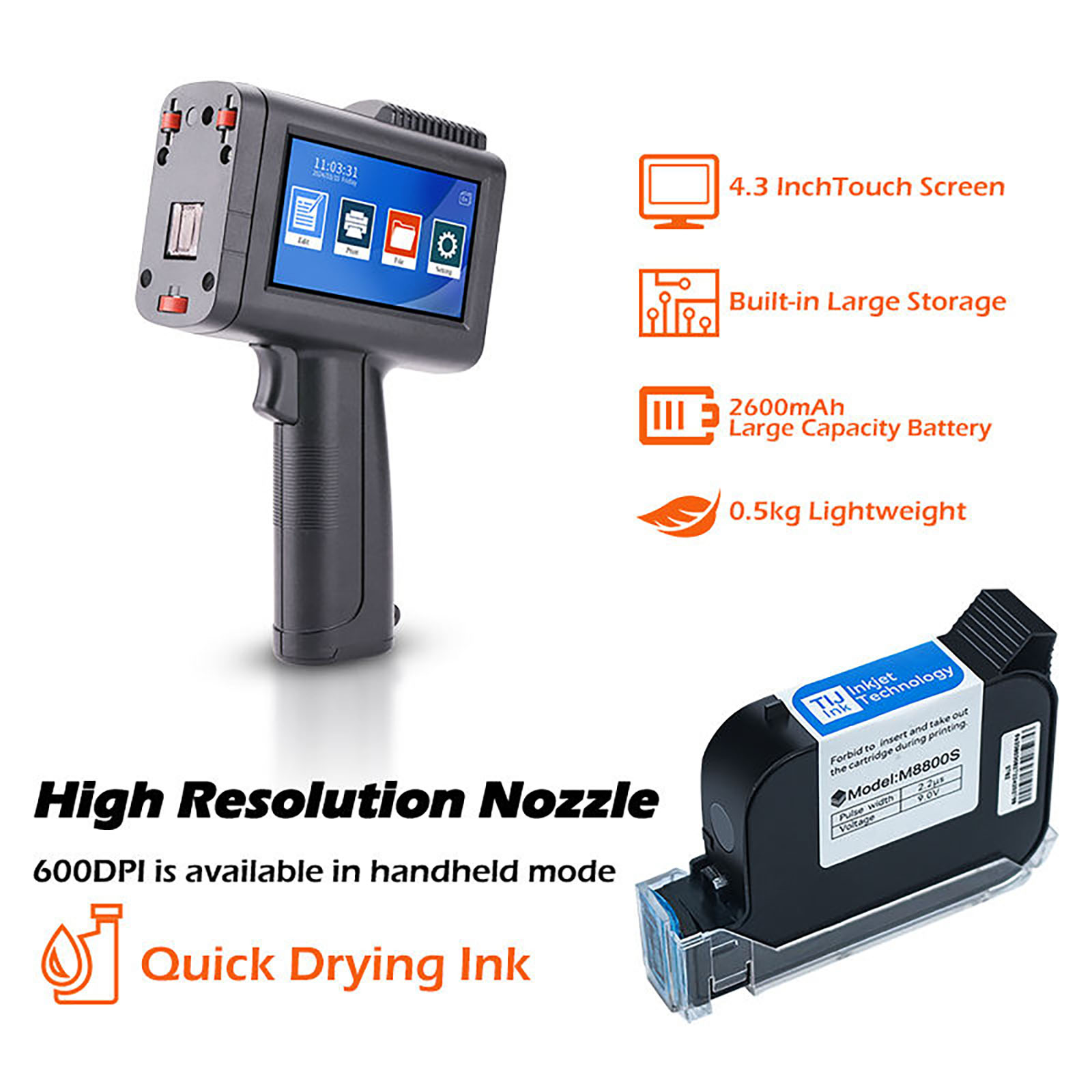ZM-C13 12.7mm Handheld Inkjet  - Barcode Printer 评论和价格